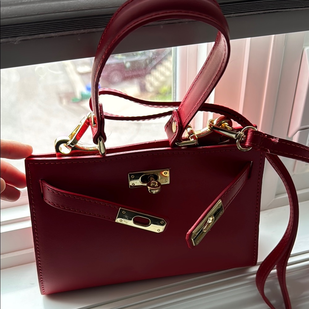 Red Mini Bag with Gold Accents